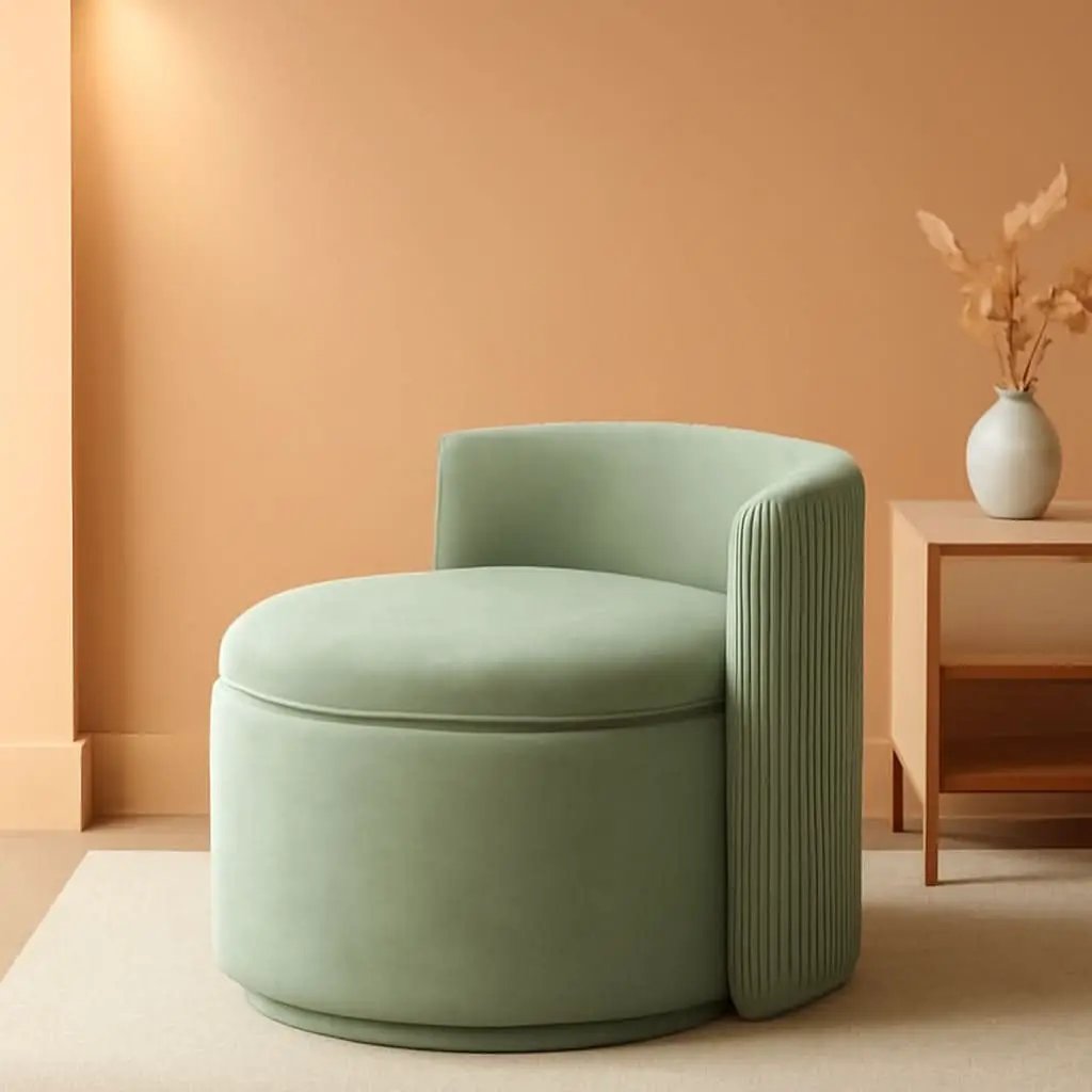 Emerald Velvet Vanity Ottoman With 360DegreeSwivel from PriceLows™