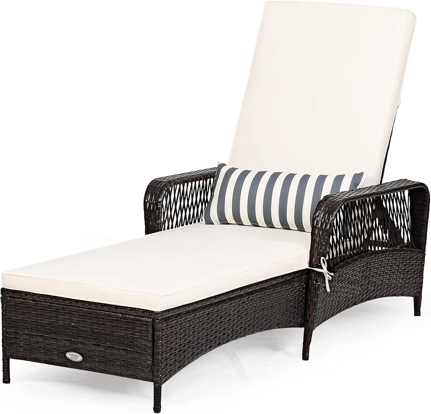 Adjustable Rattan Chaise Lounge Chair for Outdoor Relaxation from PriceLows™