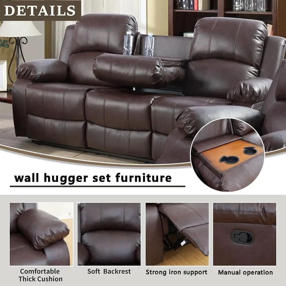 Leather Recliner Sofa Set Brown 3 Seater And Loveseat from PriceLows™