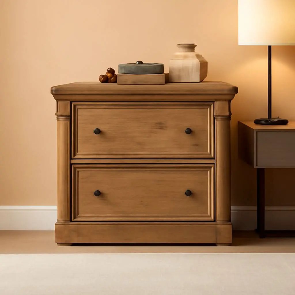 2 Drawer Palladia Filing Cabinet In Vintage Oak Finish For Home Office With Full Extension Slides from PriceLows™