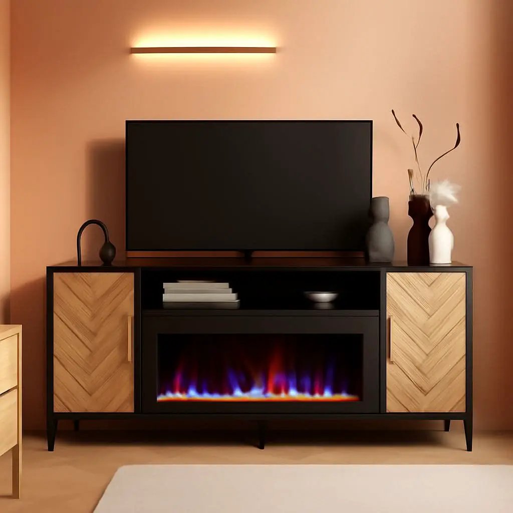 68 Inch TV Stand With 36 Inch Electric Fireplace Heater from PriceLows™