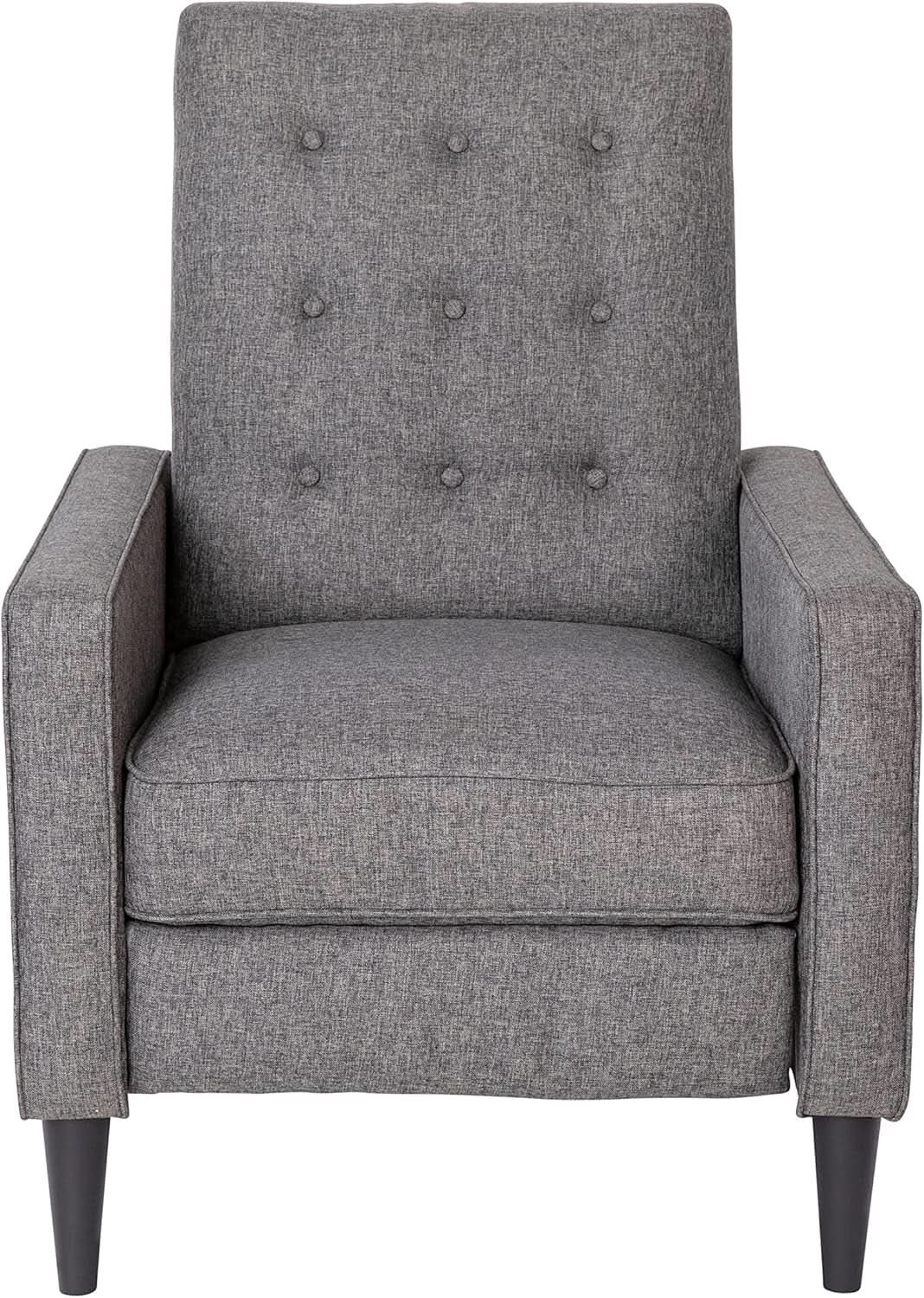 Ezra Pushback Recliner Gray Fabric Mid Century Modern from PriceLows™