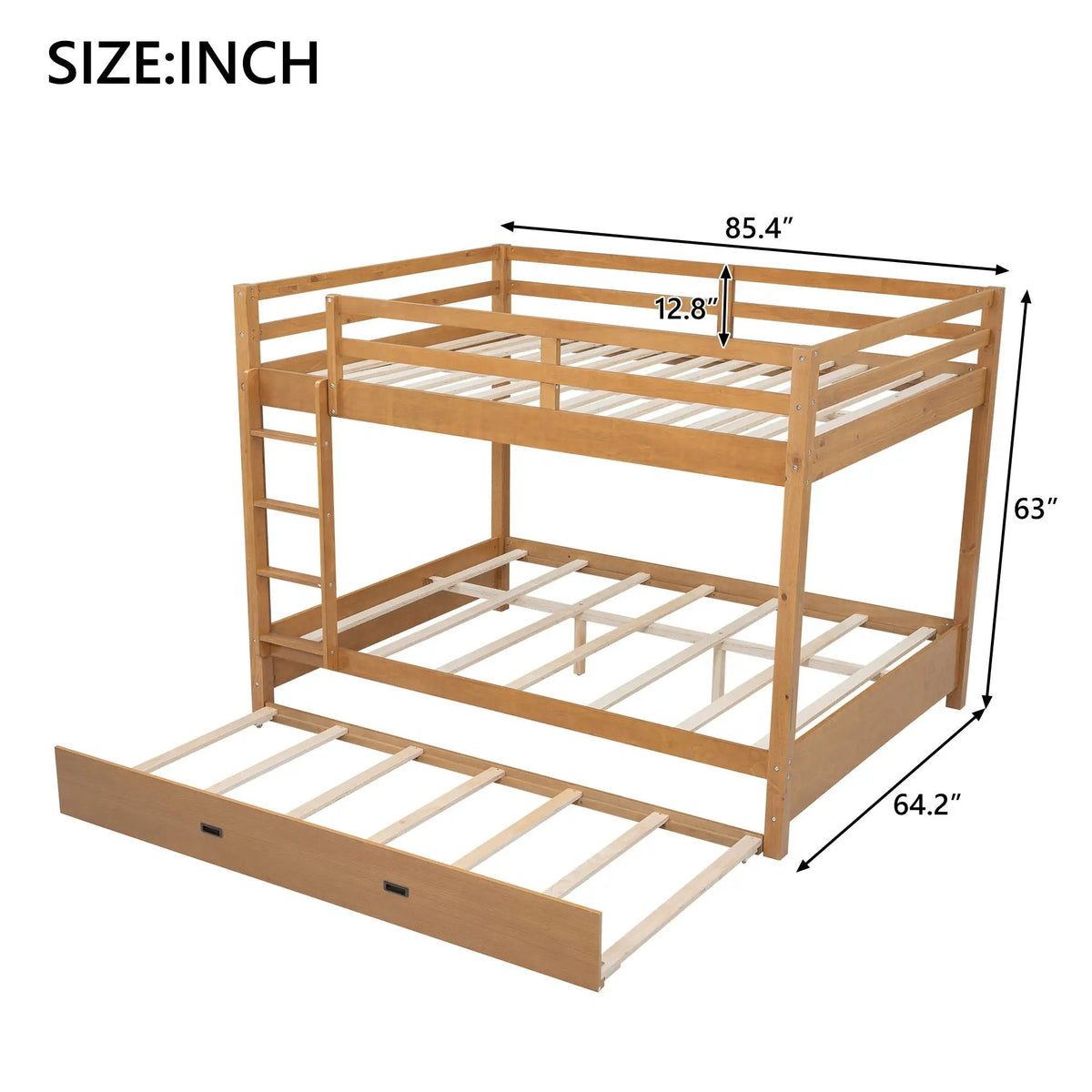 Sturdy Bunk Bed With Ladder | Solid Pine Wood | Guard Rails | Compact Layout