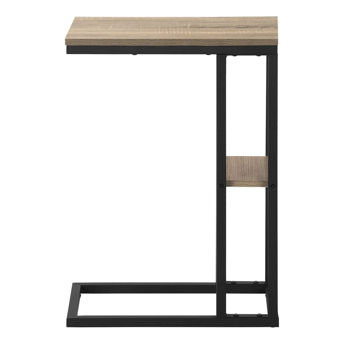 Marble Look C-Shaped Accent Table | Durable Metal Frame | Rectangular Tabletop | Portable Design