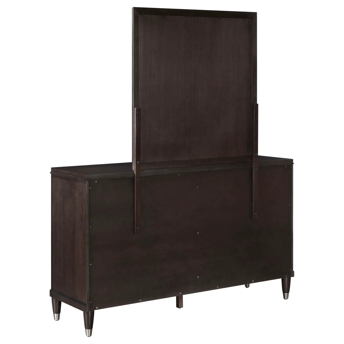 Emberlyn 6-drawer Dresser with Mirror | 64.25 x 20 x 76.75 in | Velvet & Wood | Brown