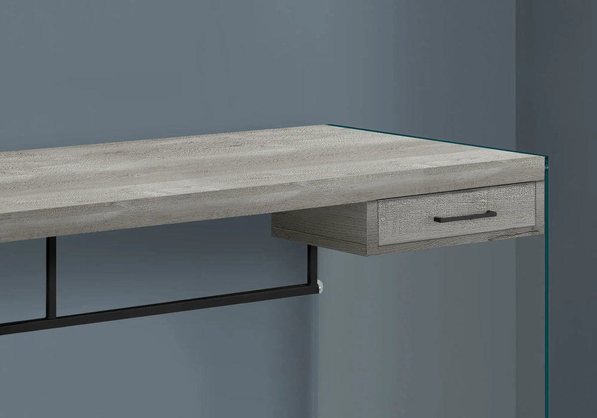 Contemporary Computer Desk | Tempered Glass Frame | Storage Drawers | 48 Inch Length