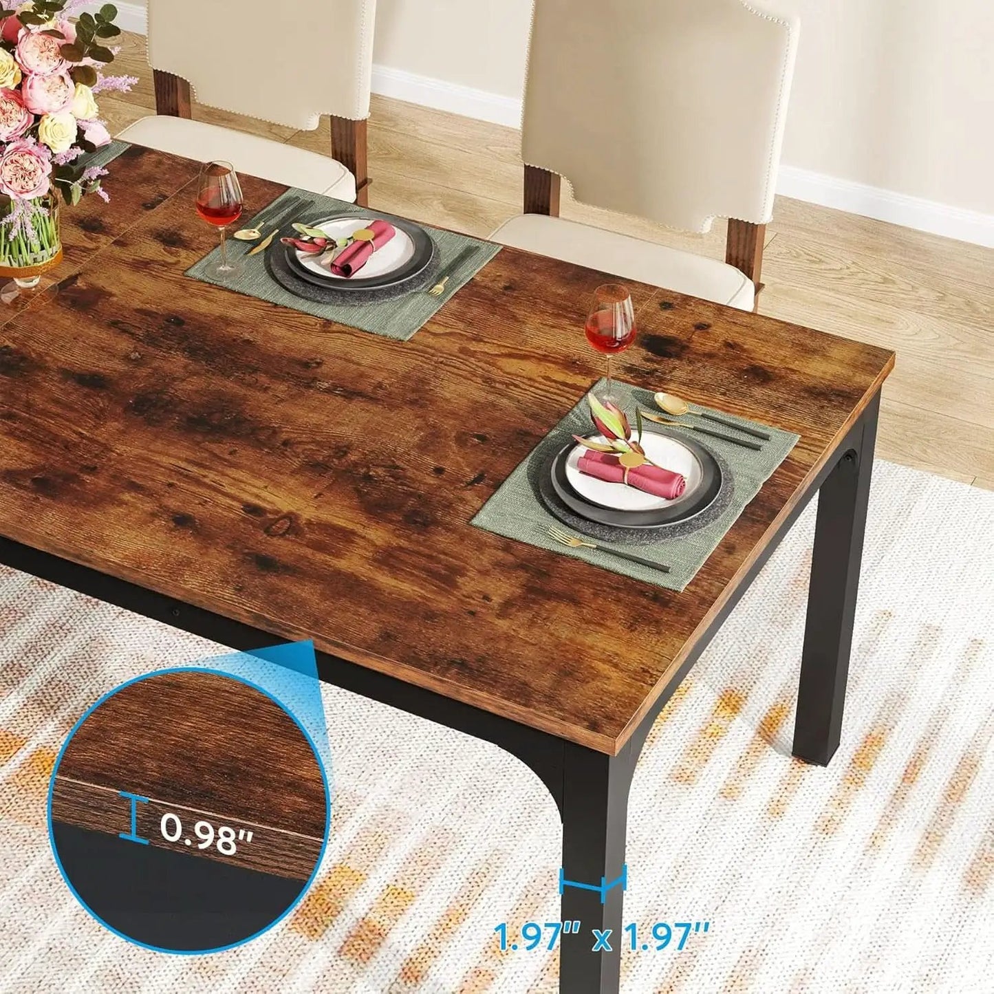 78 Inch Narrow Dining Table For 6 To 8 People Rustic Wood from PriceLows™
