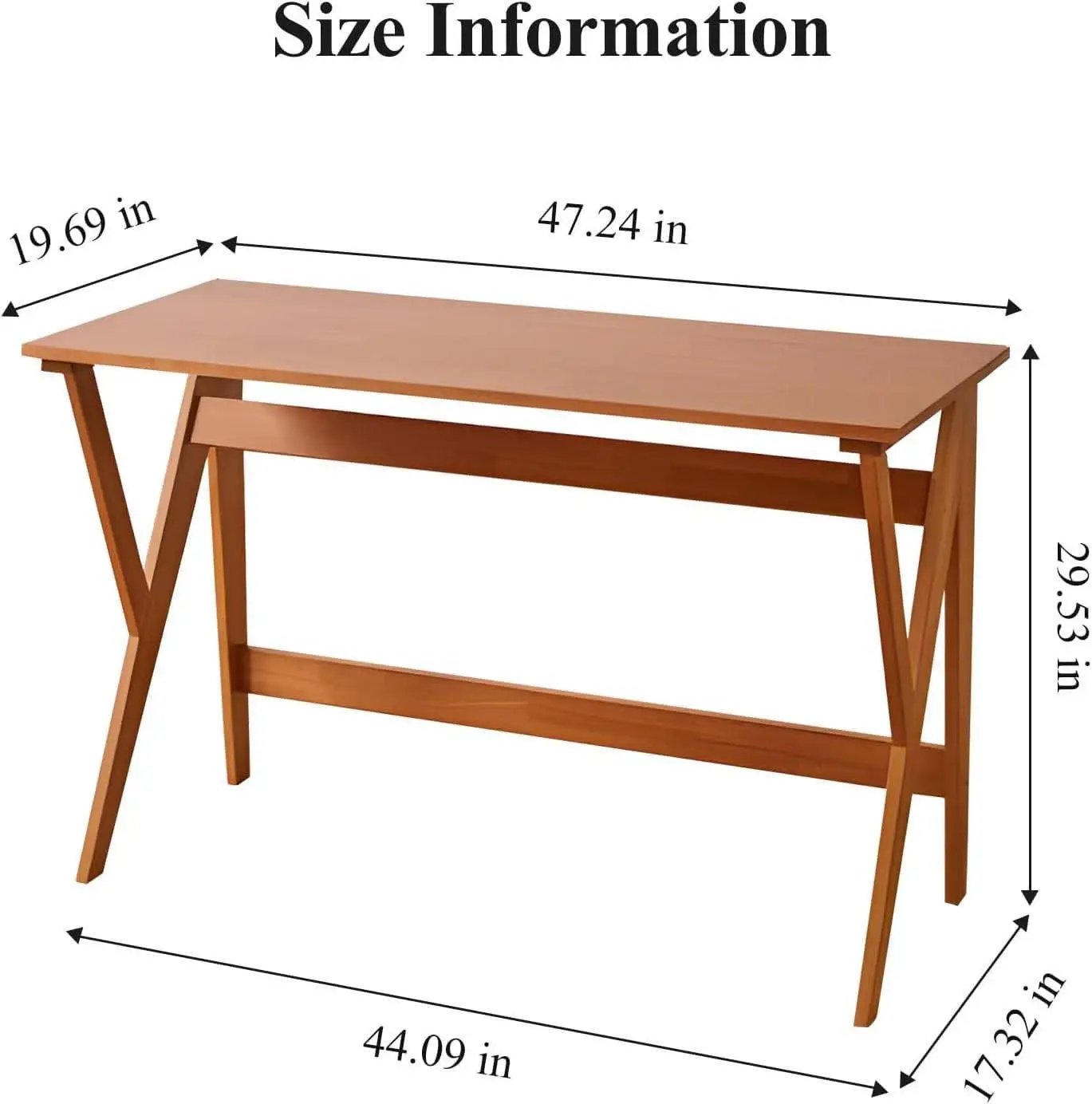 Natural Oak Industrial Style Solid Wood 47 Inch Wide Desk from PriceLows™