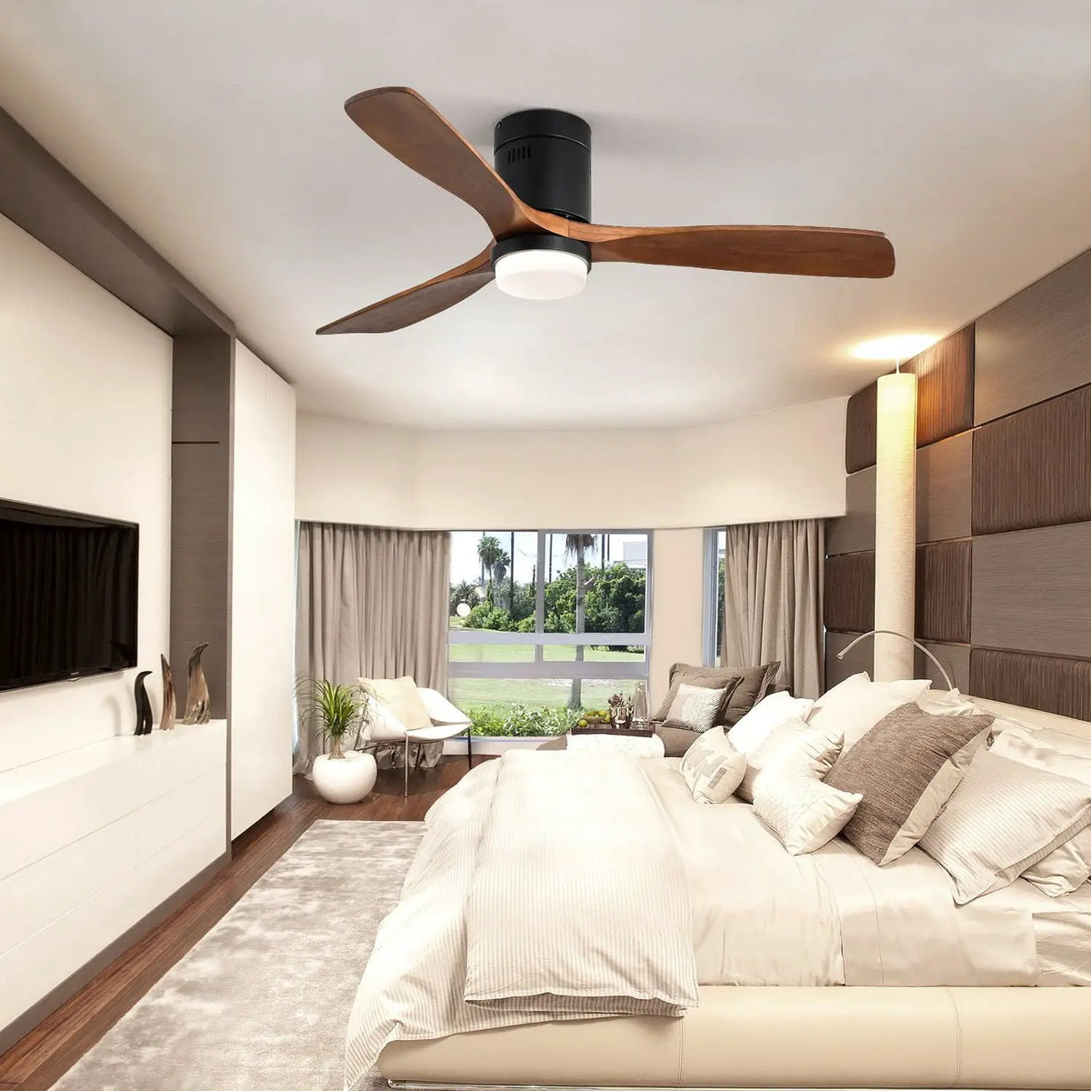Black Indoor Ceiling Fan | 52 Inch Span | Reversible DC Motor | Integrated LED Light