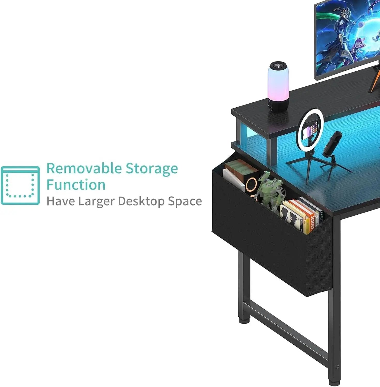 40 Inch Wide Gaming Desk With RGBLED Lighting Effects from PriceLows™