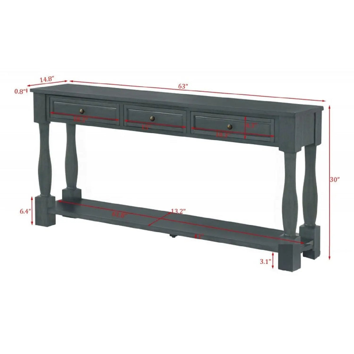 Console Table | Acacia Wood | 3 Drawers | Storage Shelf