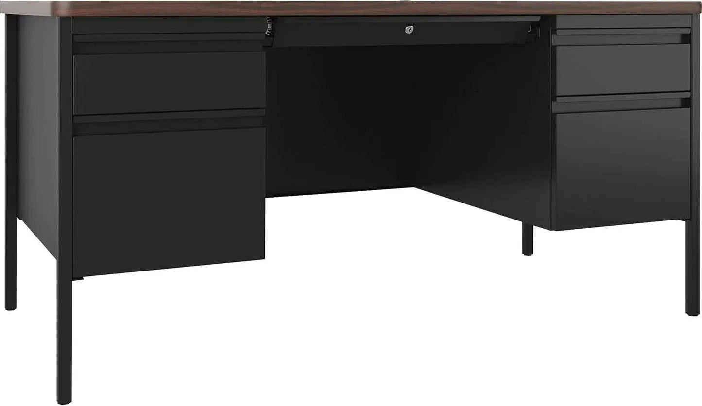 Fortress Series Walnut Top Teacher's Desk With Storage from PriceLows™