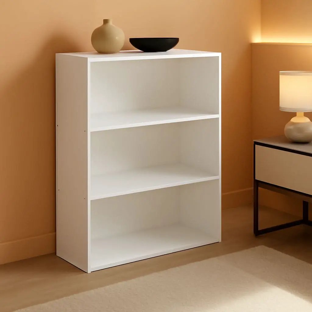 Pasir 3-Tier Open Shelf Bookcase White 31.5 Inch High from PriceLows™