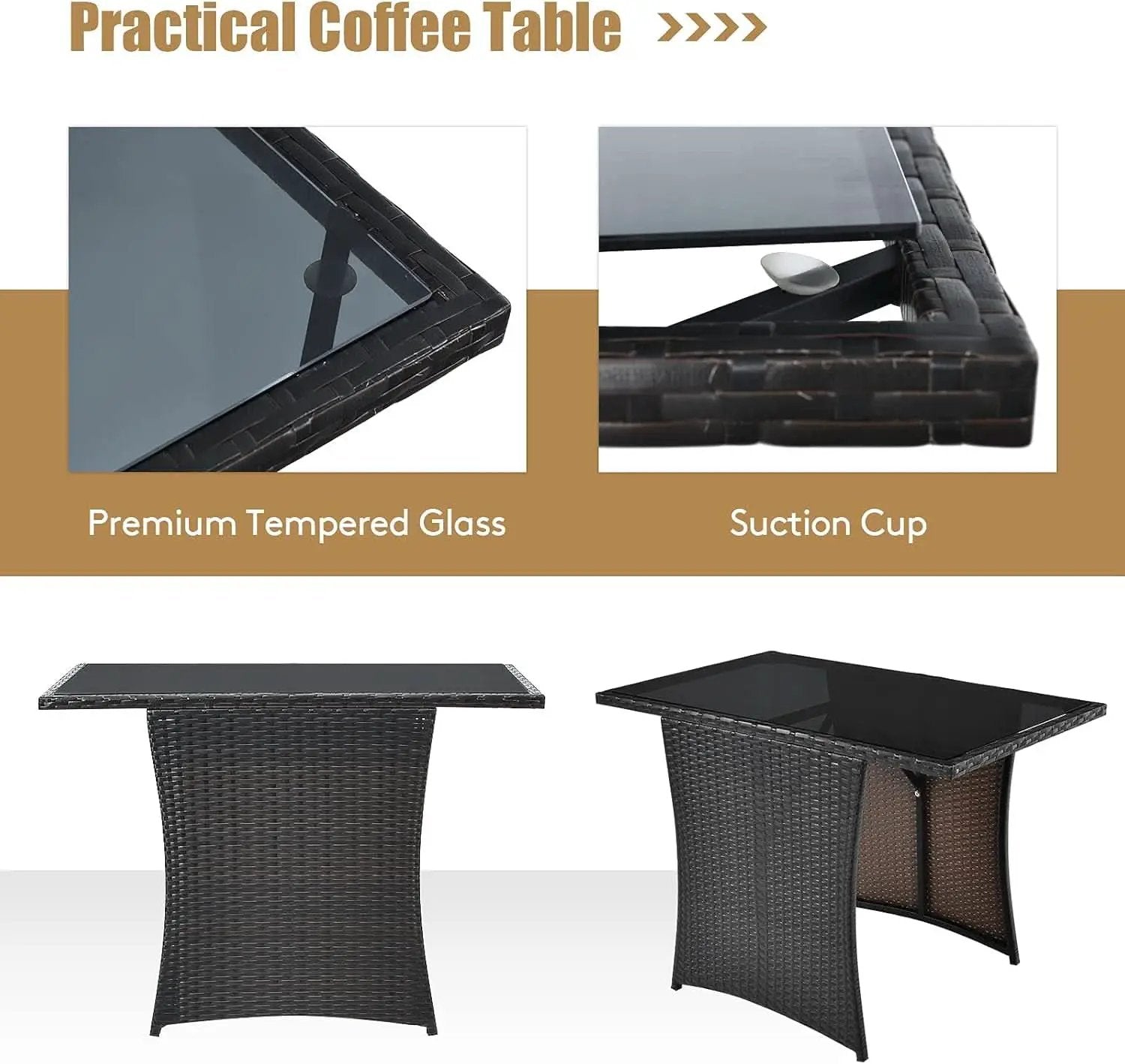 Gray 3 Piece Patio Dining Set With Tempered Glass Table For Outdoor Garden Poolside And Porch from PriceLows™