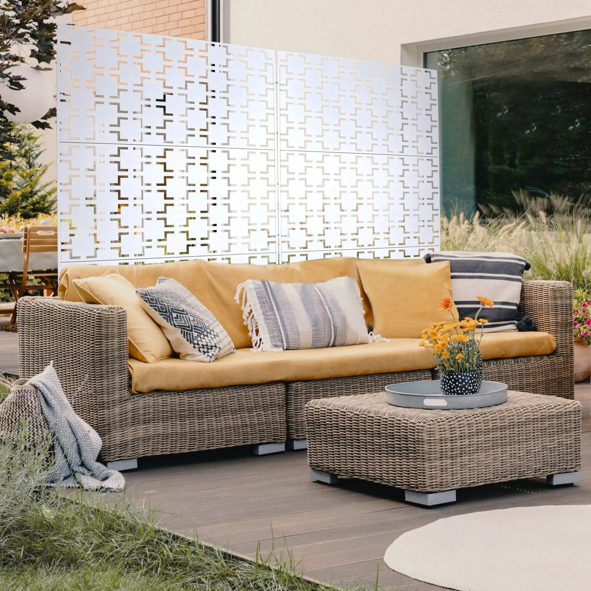Metal Privacy Screen | Freestanding Divider | Rust Resistant