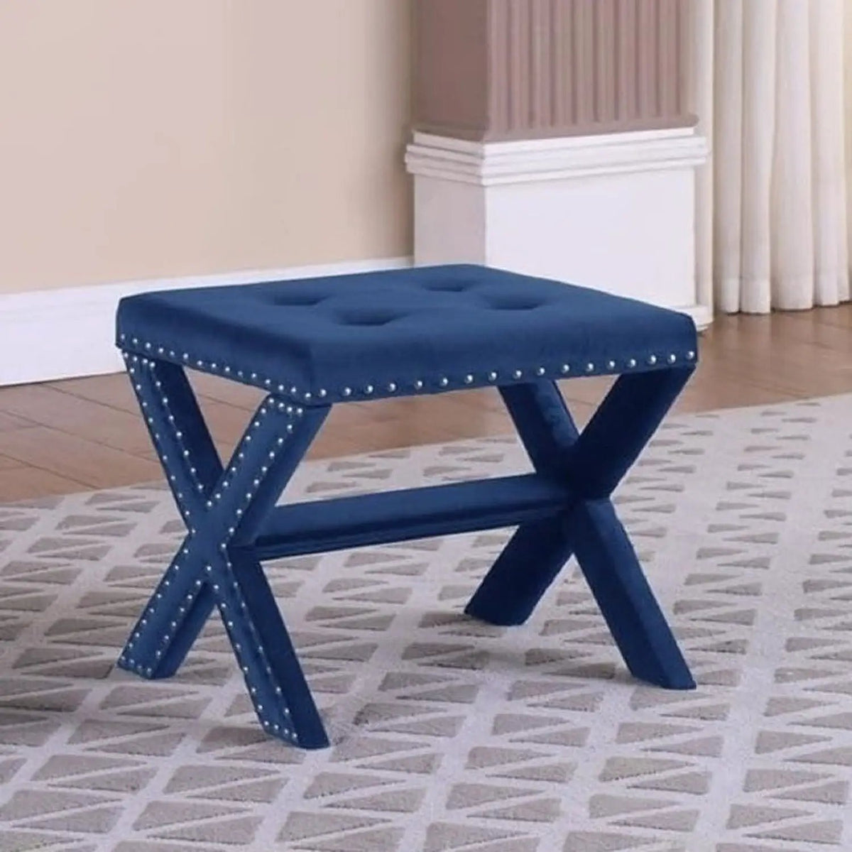 Upholstered Accent Bench | Nailhead Trim | Tufted Seat Cushion