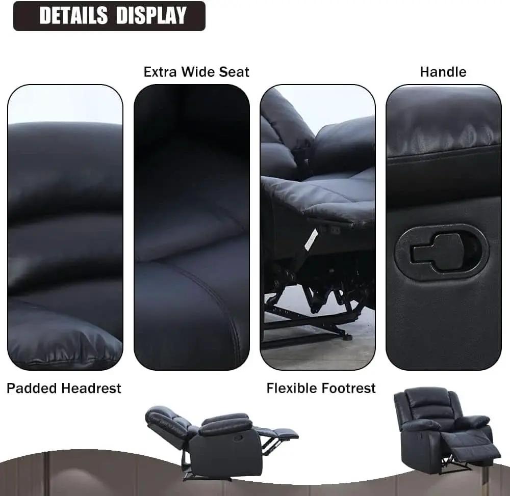 Black Recliner Chair Set of 2 With Overstuffed Cushions from PriceLows™