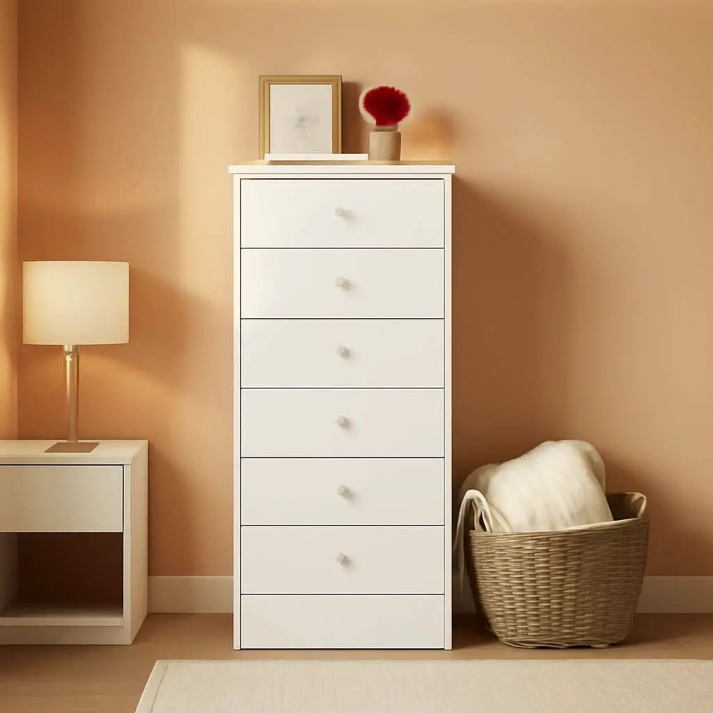 6-Drawer Tall Chest Dresser With Acrylic Knobs Solid Wood from PriceLows™