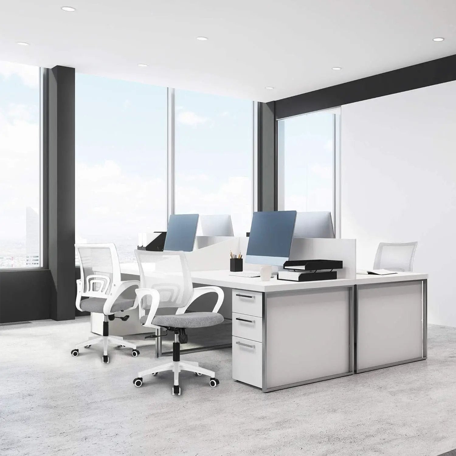 Ergonomic Grey Office Chair With Lumbar Support Mesh from PriceLows™