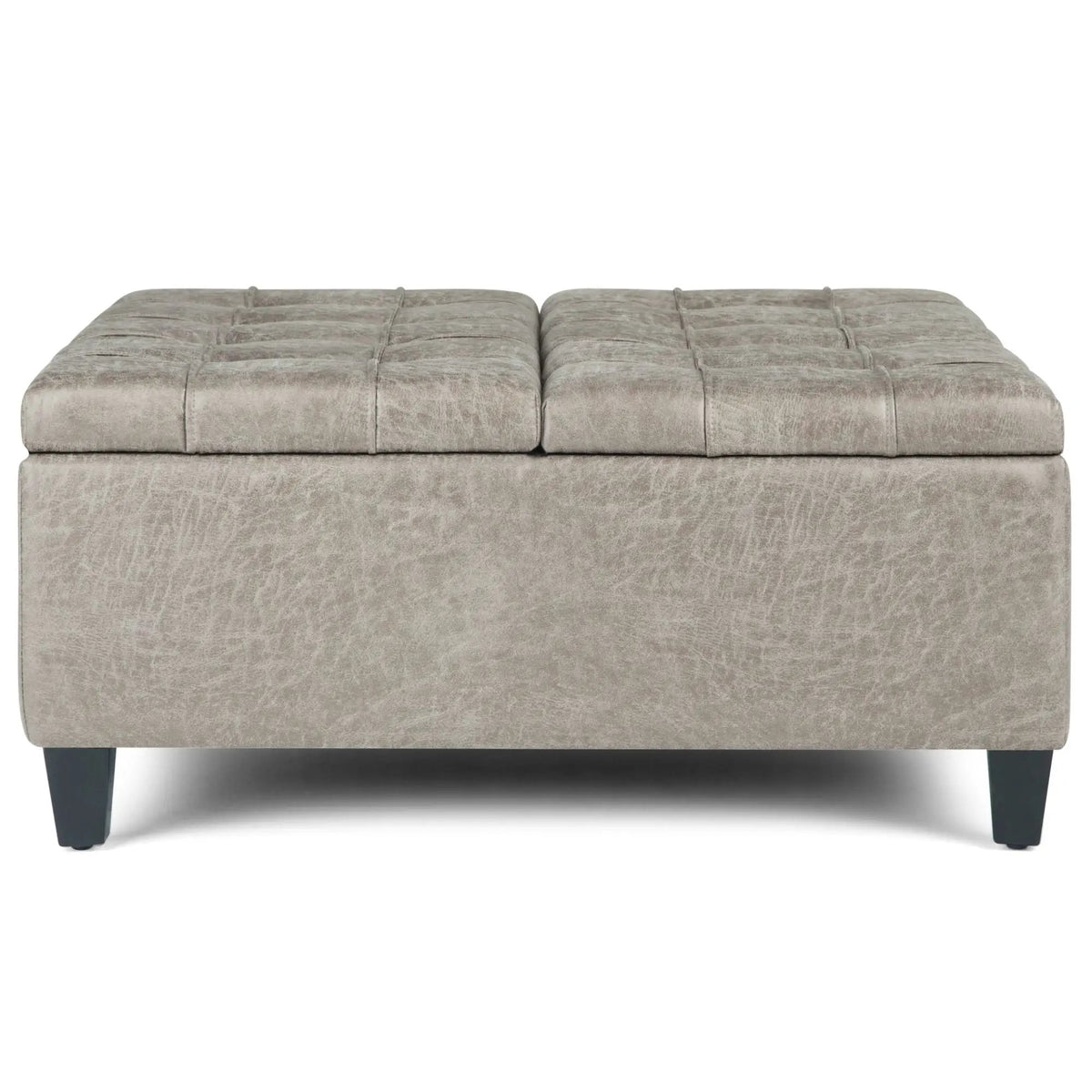 Coffee Table Storage Ottoman | Lift Top Hinge | Solid Wood Base | Large Square