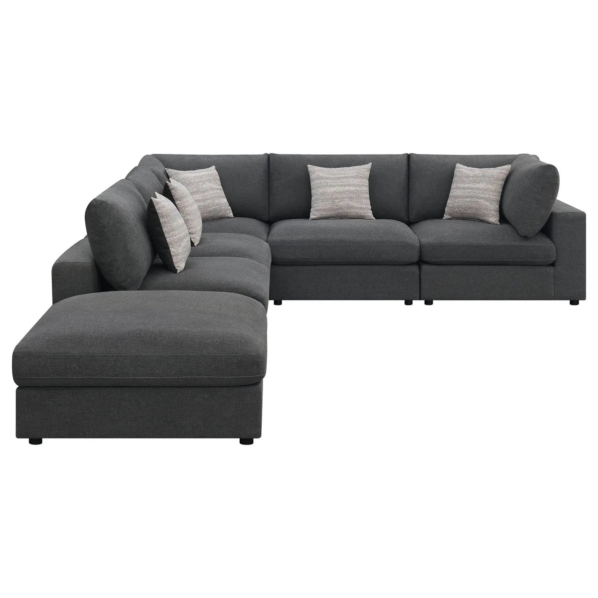 Serene 6-piece Upholstered Modular Sectional Sofa | 6-Piece Set | Linen | Charcoal