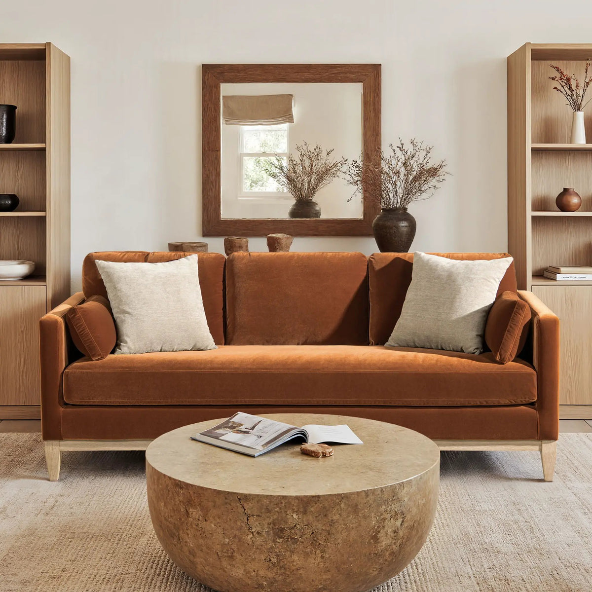 Knox Modern Farmhouse Sofa | Feather-Down Wrapped Cushions | Reversible Cushions | 84 Inch Length