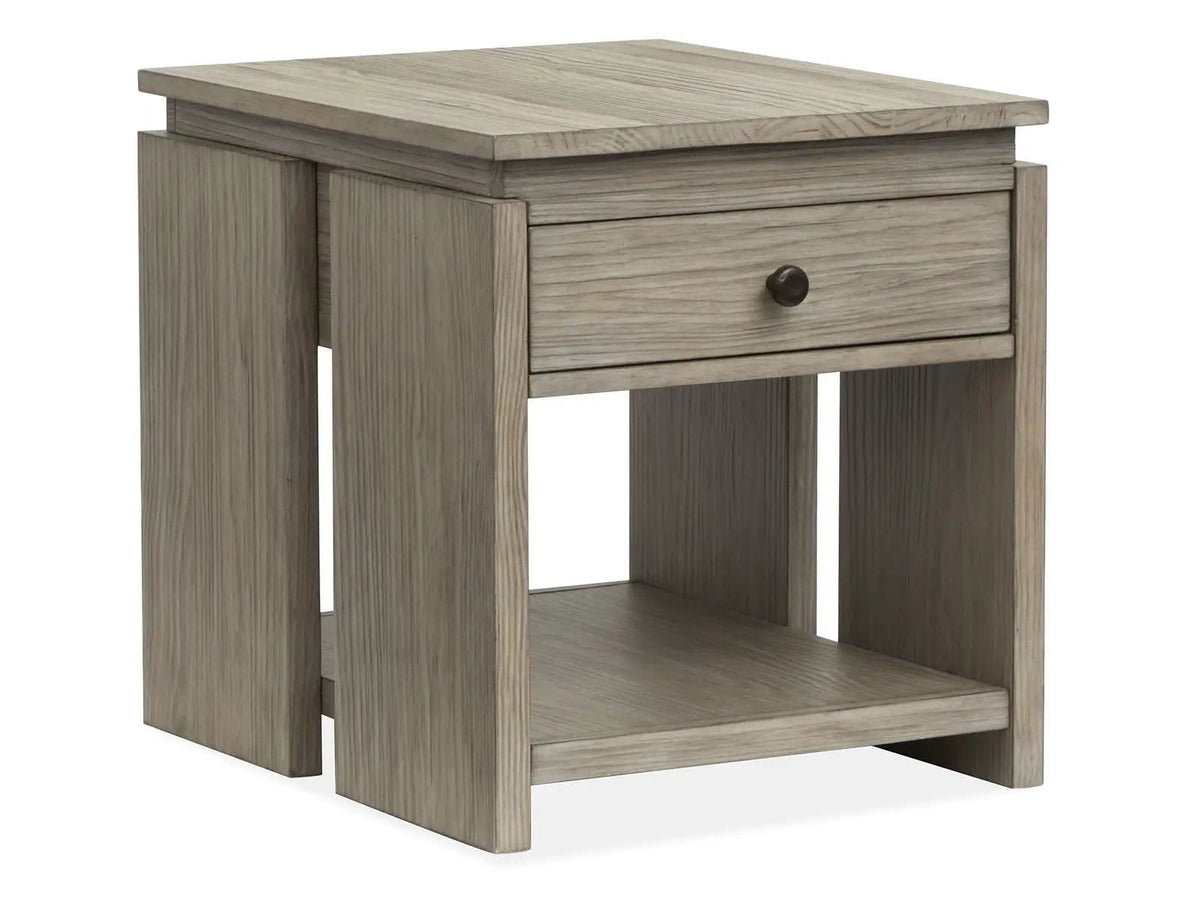 Conrad Rectangular End Table | 26 x 22 x 24 in | Veneer & Wood | Stone Harbor Gray