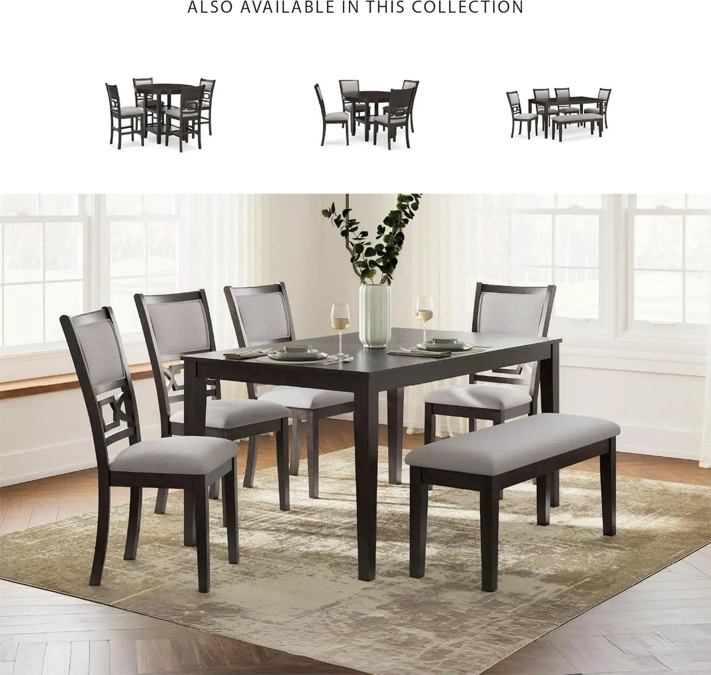 Cherry Brown Transitional Table Set Cushioned Chairs from PriceLows™