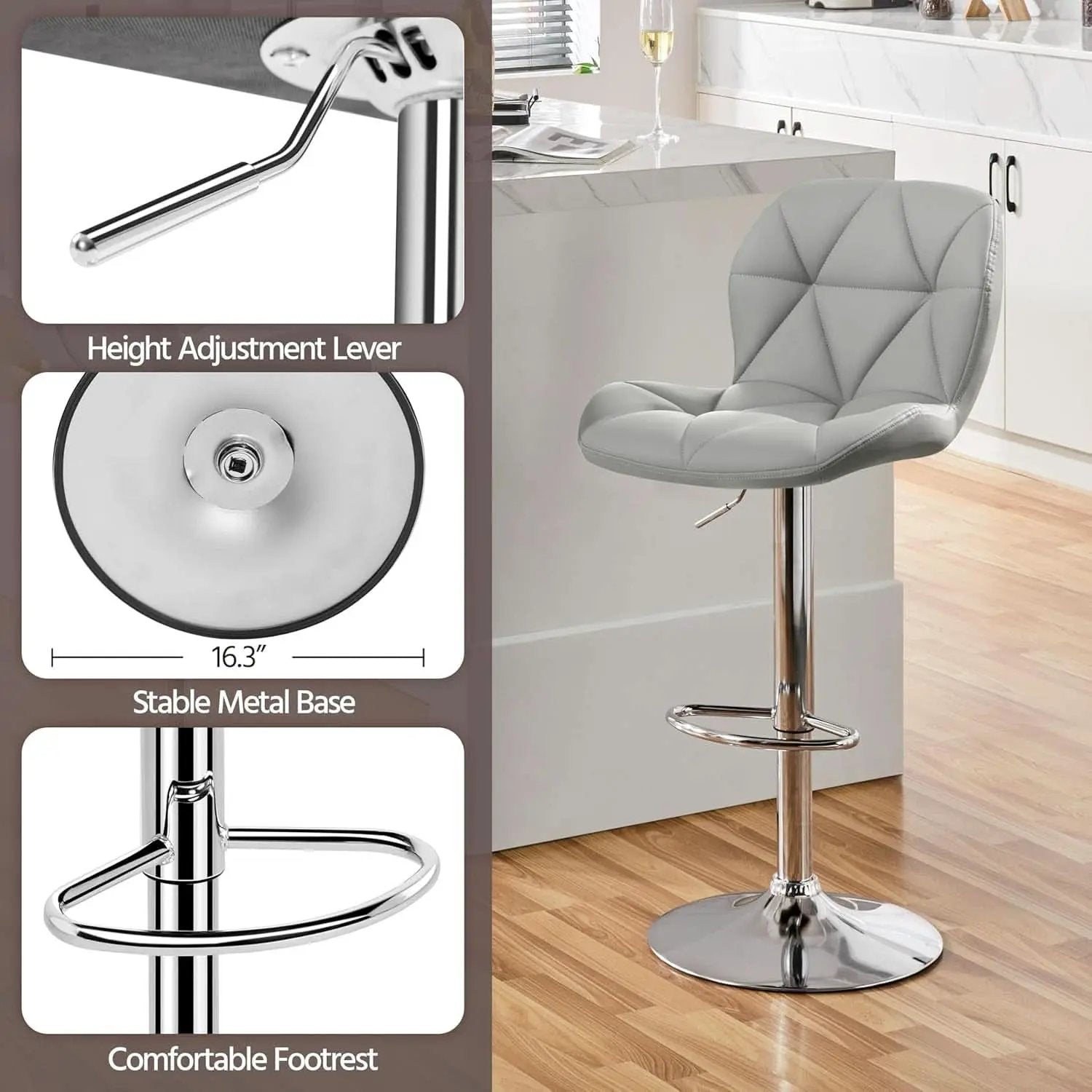 Elegant PU Leather Swivel Bar Stools Set of Four from PriceLows™