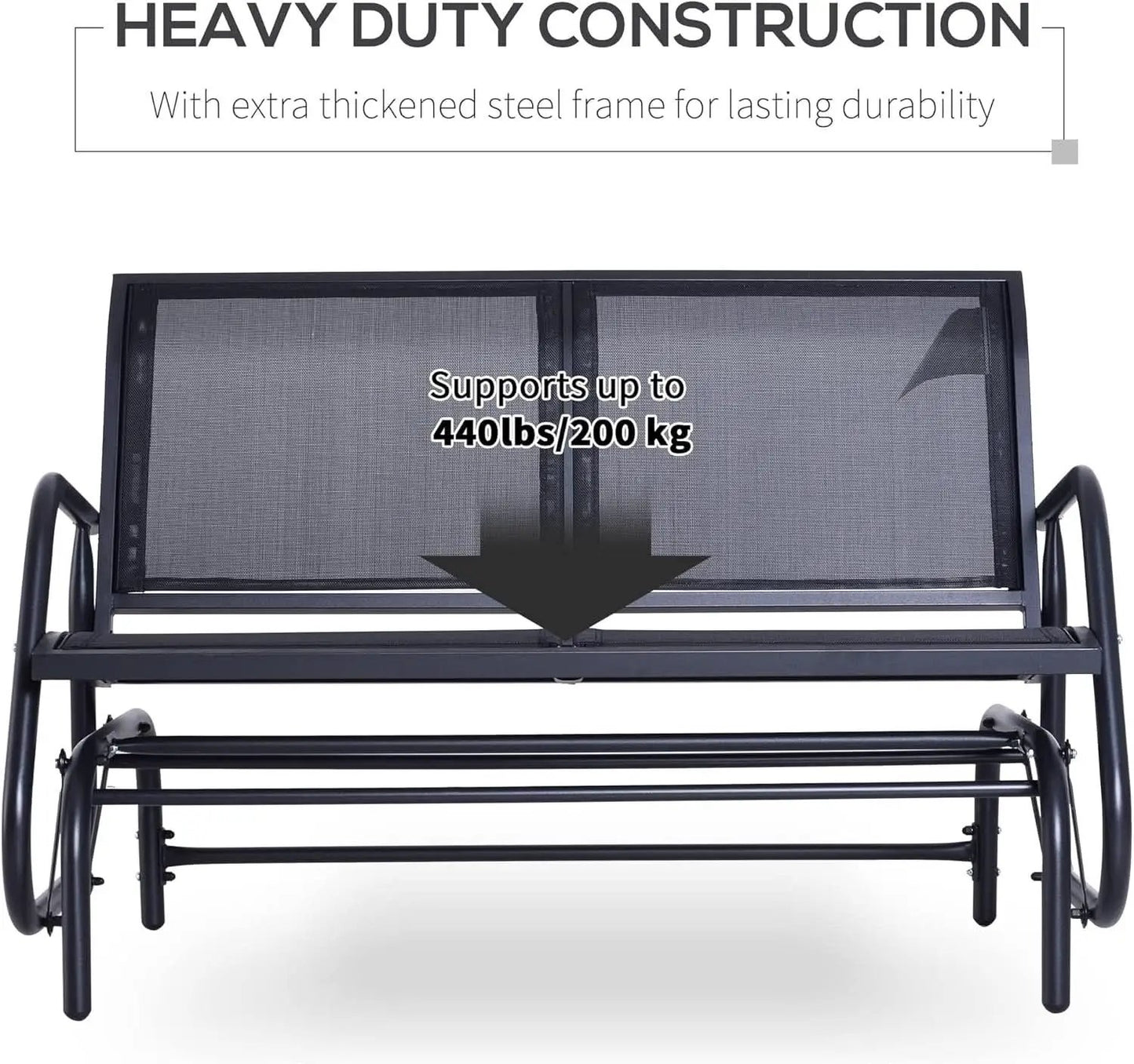 Two Person Outdoor Glider Bench with Steel Frame from PriceLows™