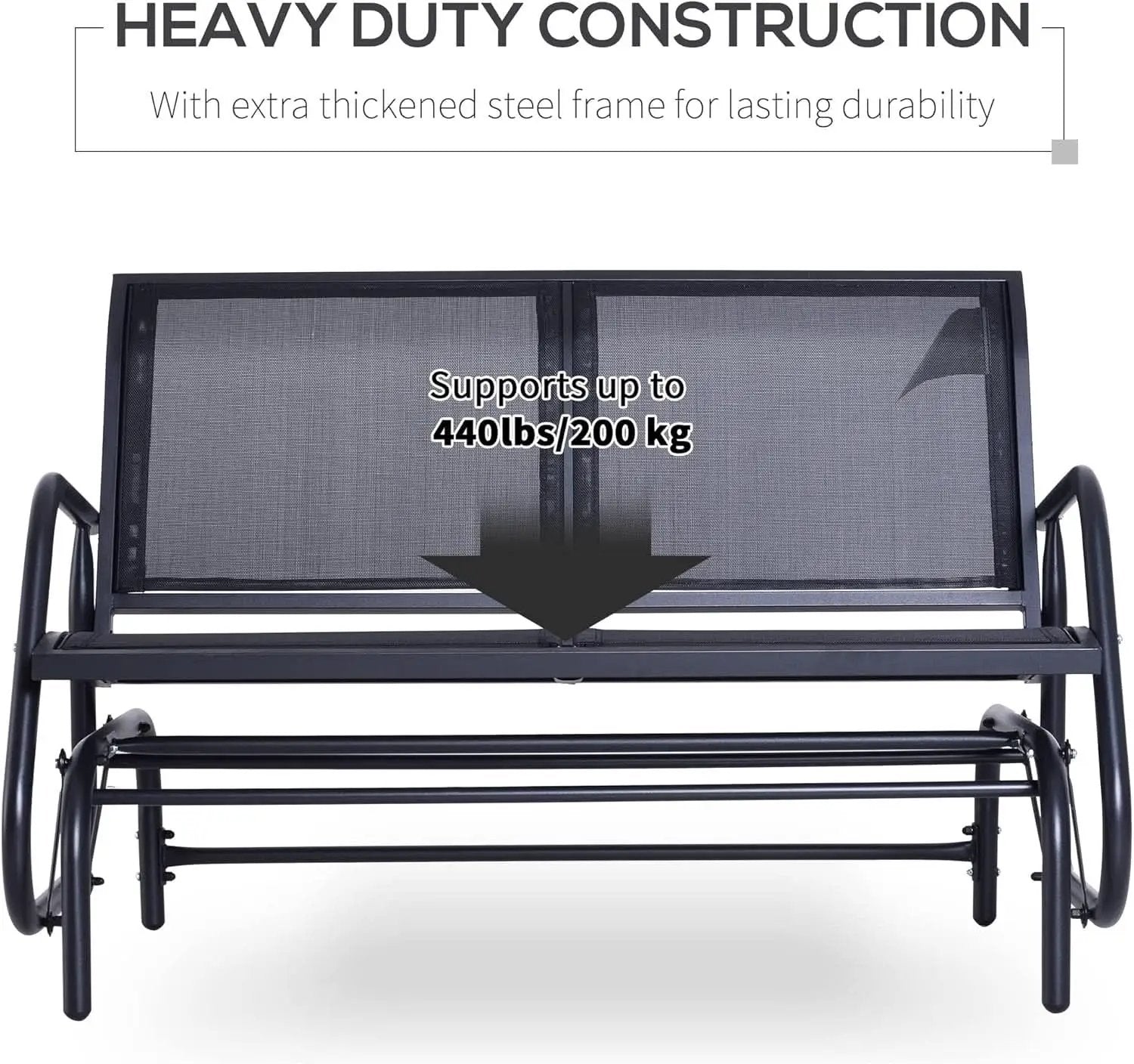Two Person Outdoor Glider Bench with Steel Frame from PriceLows™
