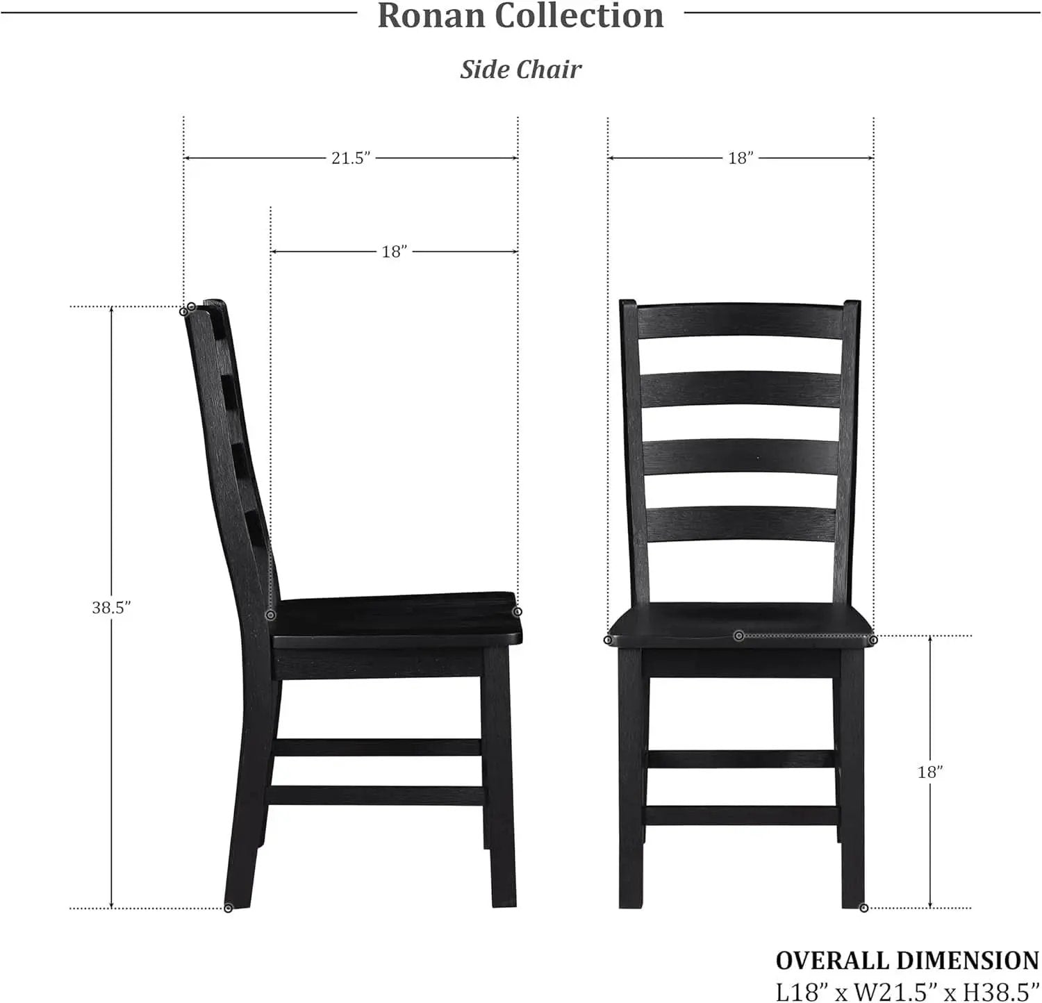Black Dining Chairs Set Of 2 With Solid Wood Legs And Footrest from PriceLows™