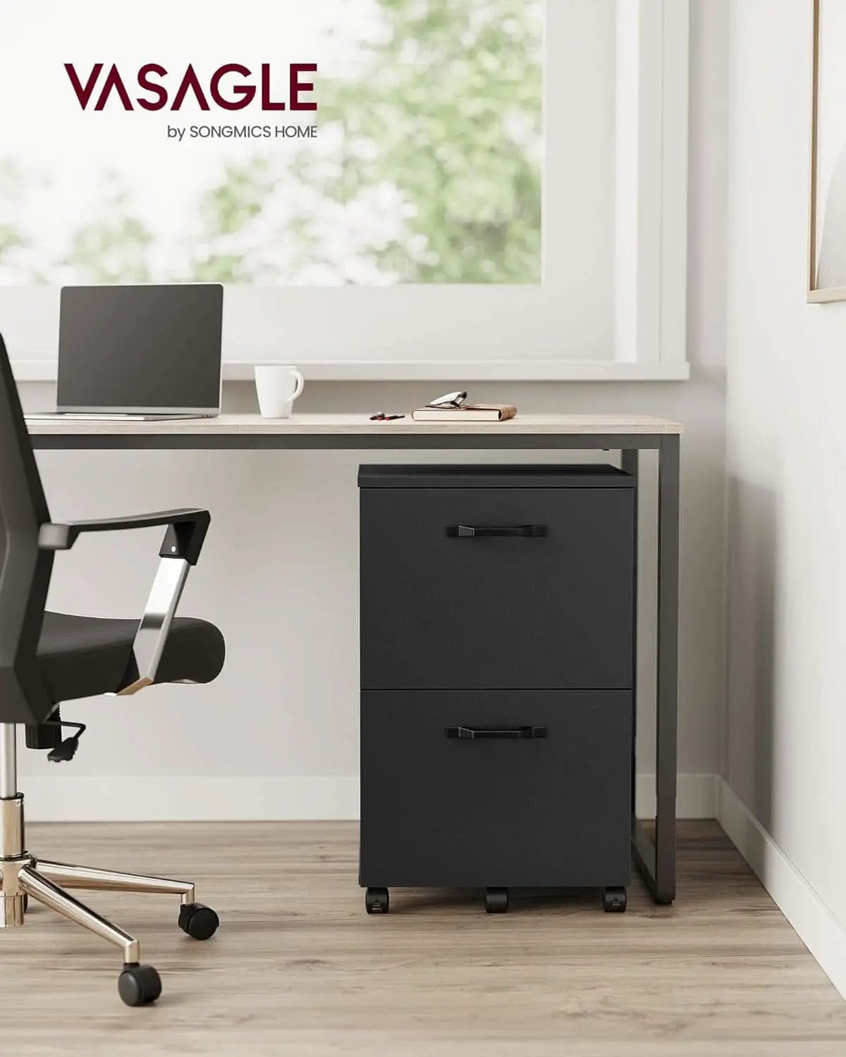 2-Drawer File Cabinet Matte Black For Home Office And Printer Stand Fits A4 And Letter Files from PriceLows™