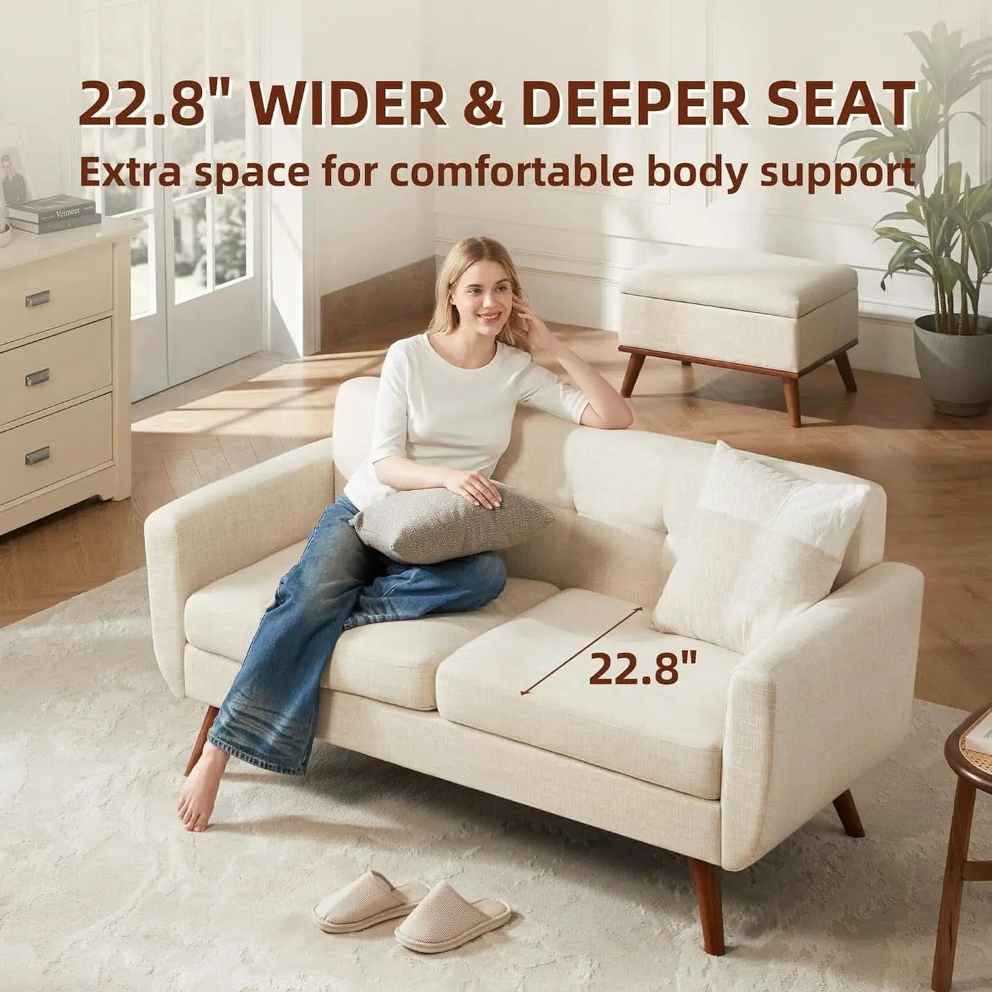 Modern Compact Beige Loveseat For Small Living Rooms from PriceLows™