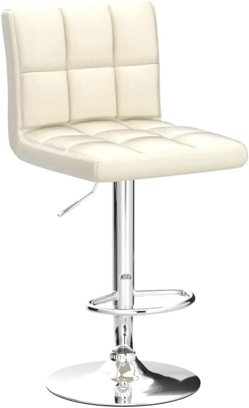 Beige Adjustable PU Leather Swivel Bar Stools Set Of 2 from PriceLows™
