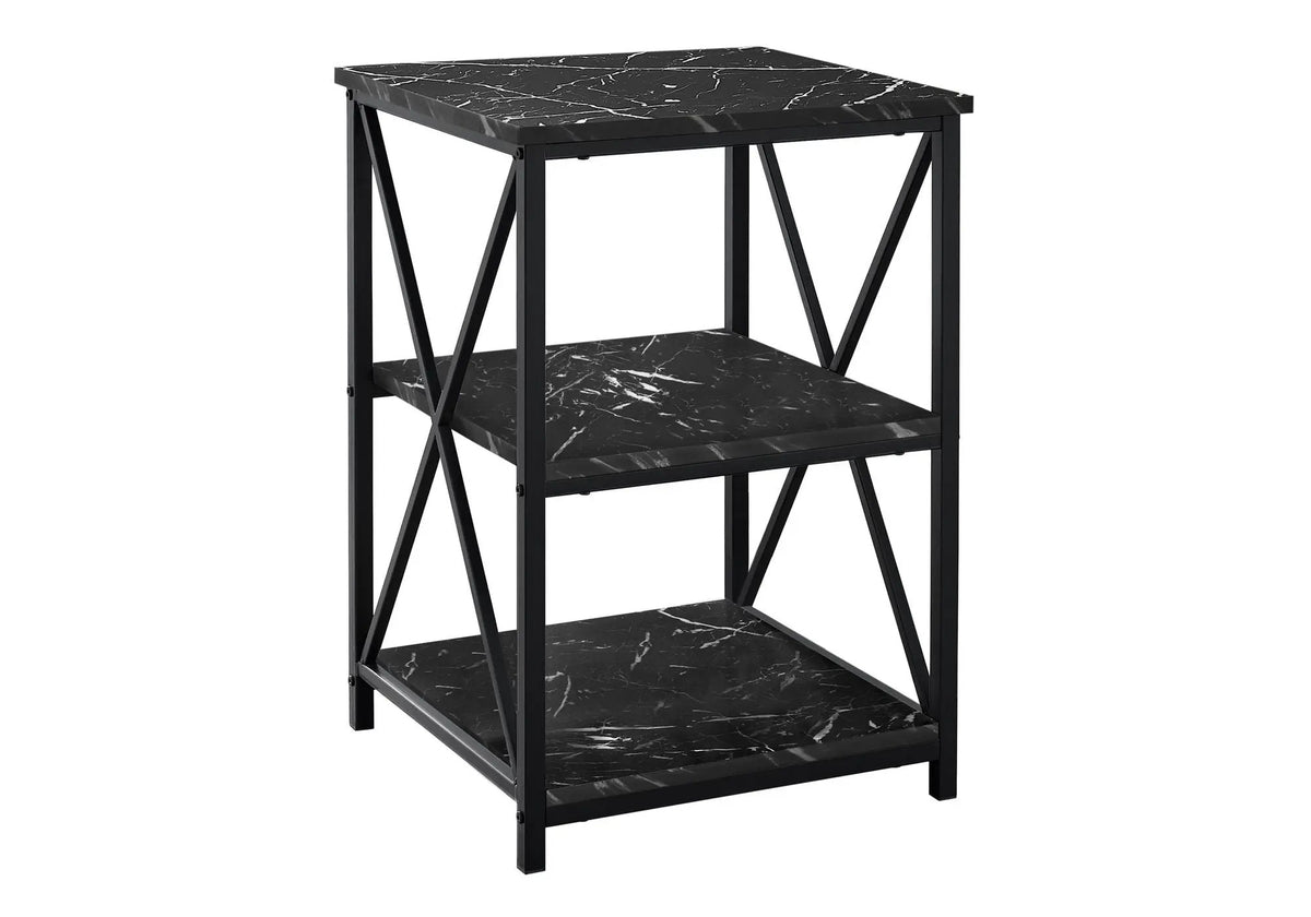 3-Tier Accent Table | Marble Look | Square Tabletop | Contemporary Side Table