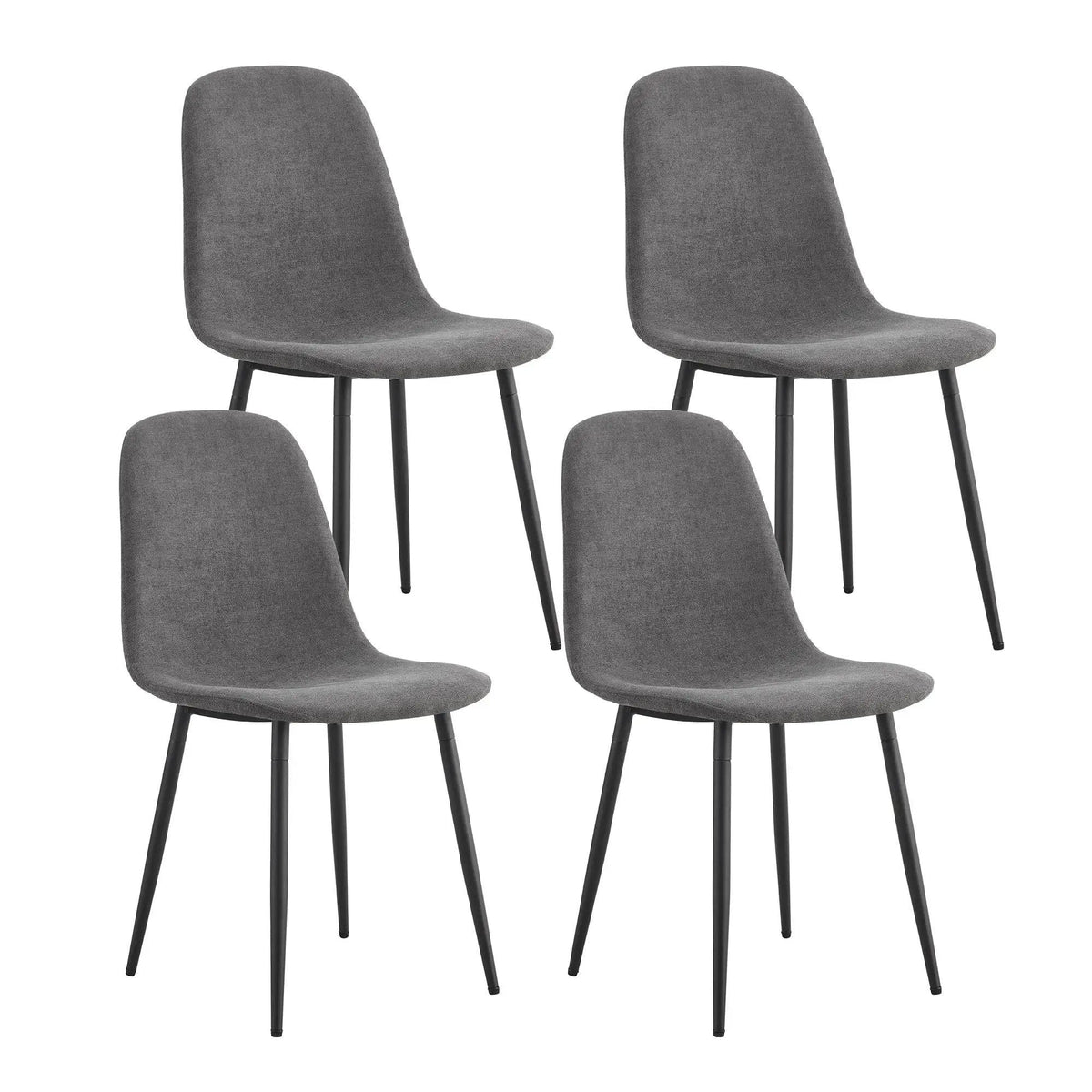 Modern Medieval Style Cushioned Side Chairs Set With Metal Legs For Kitchens | 2 Pieces | Fabric & Metal | Dining Room