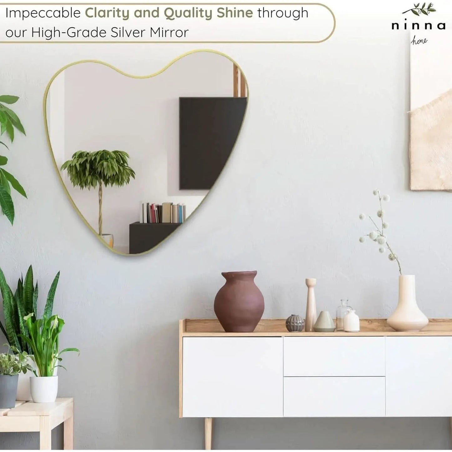 26 Inch Irregular Heart Wall Mirror For Home Decor from PriceLows™