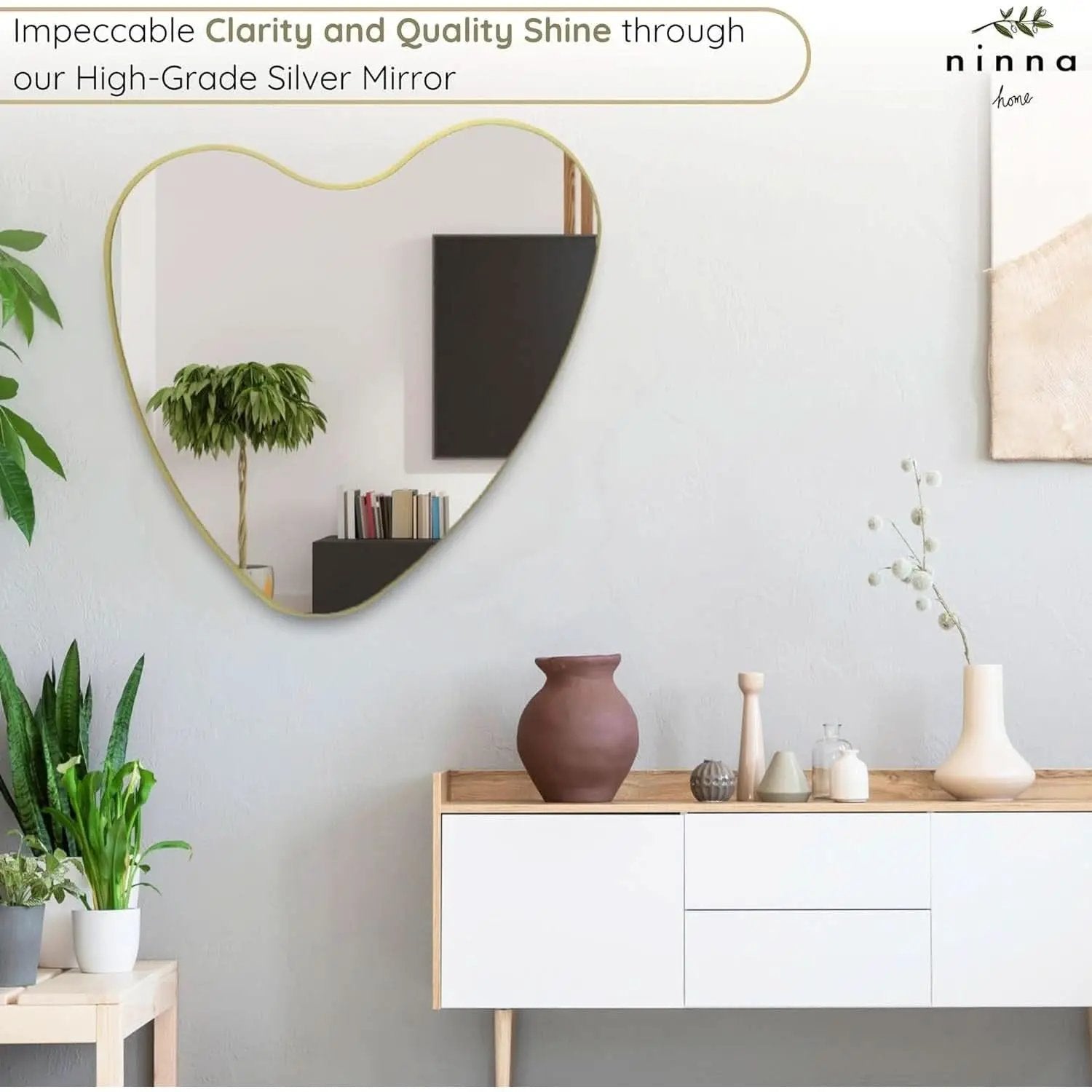 26 Inch Irregular Heart Wall Mirror For Home Decor from PriceLows™