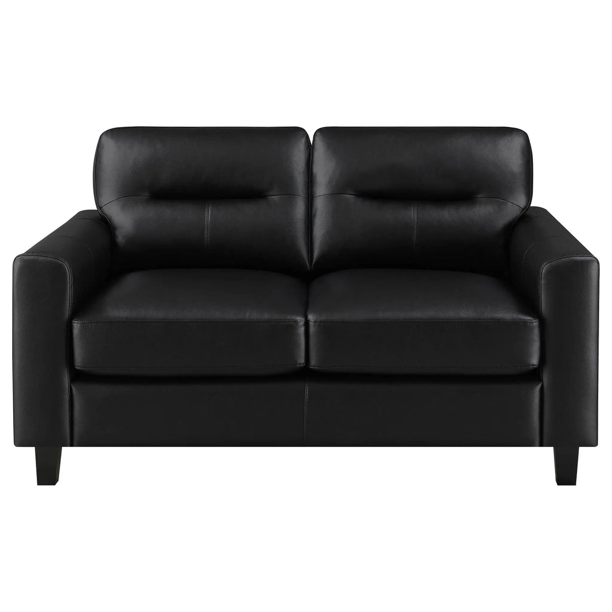 Scotland Faux Leather Upholstered Track Arm Loveseat | 58 x 35 x 34 in | Faux Leather | Black