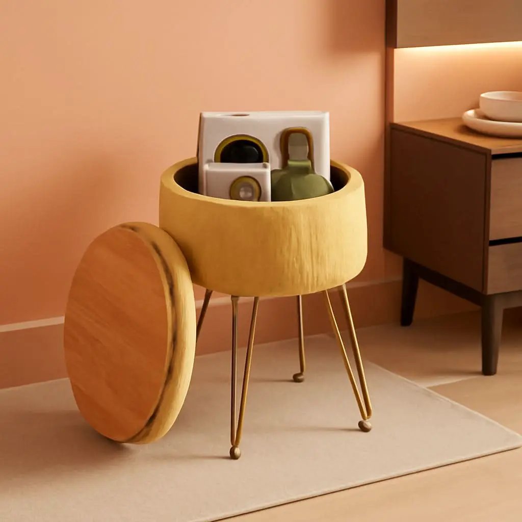 Ginger Velvet Storage Ottoman With Generous Capacity from PriceLows™