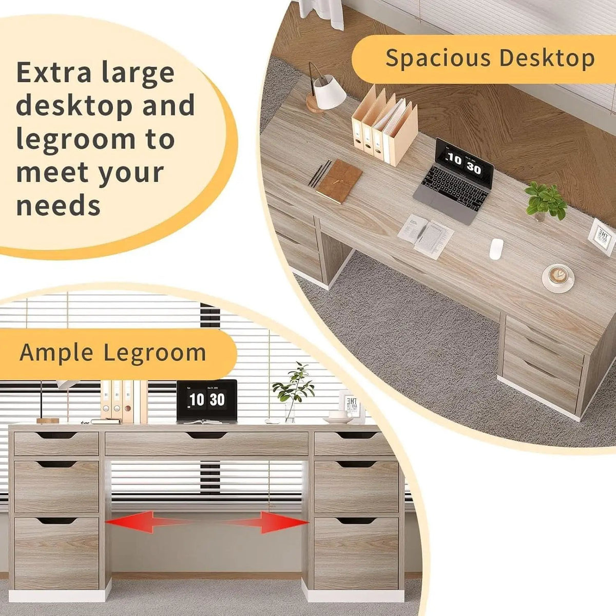 54 Inch Computer Desk With Storage Drawers White Walnut from PriceLows™