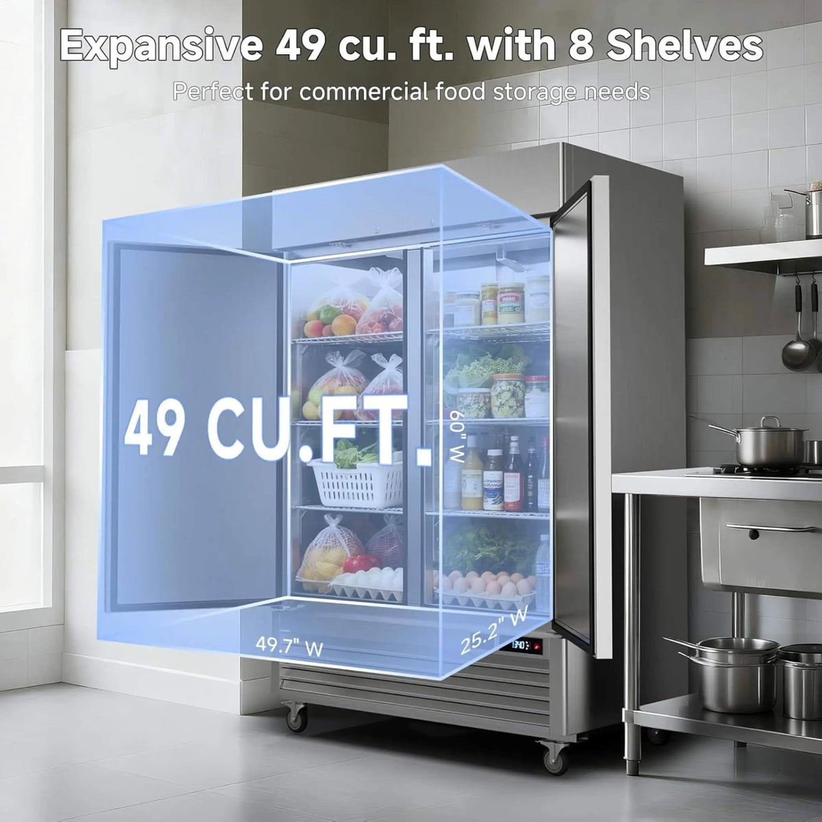 54-Inch Commercial 49 Cu.Ft 2-Door WiFi Refrigerator With Smart App Control | 54 Inch | 2-Door | Home