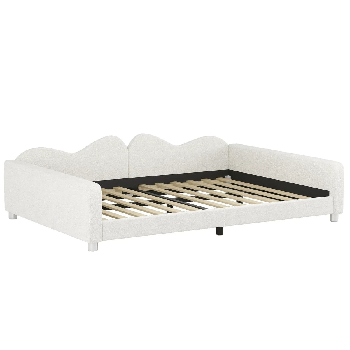 Upholstered Daybed, Sherpa Fabric Sofabed With Cloud-Shaped Backrest | 2 Pieces | Fabric | Bedroom
