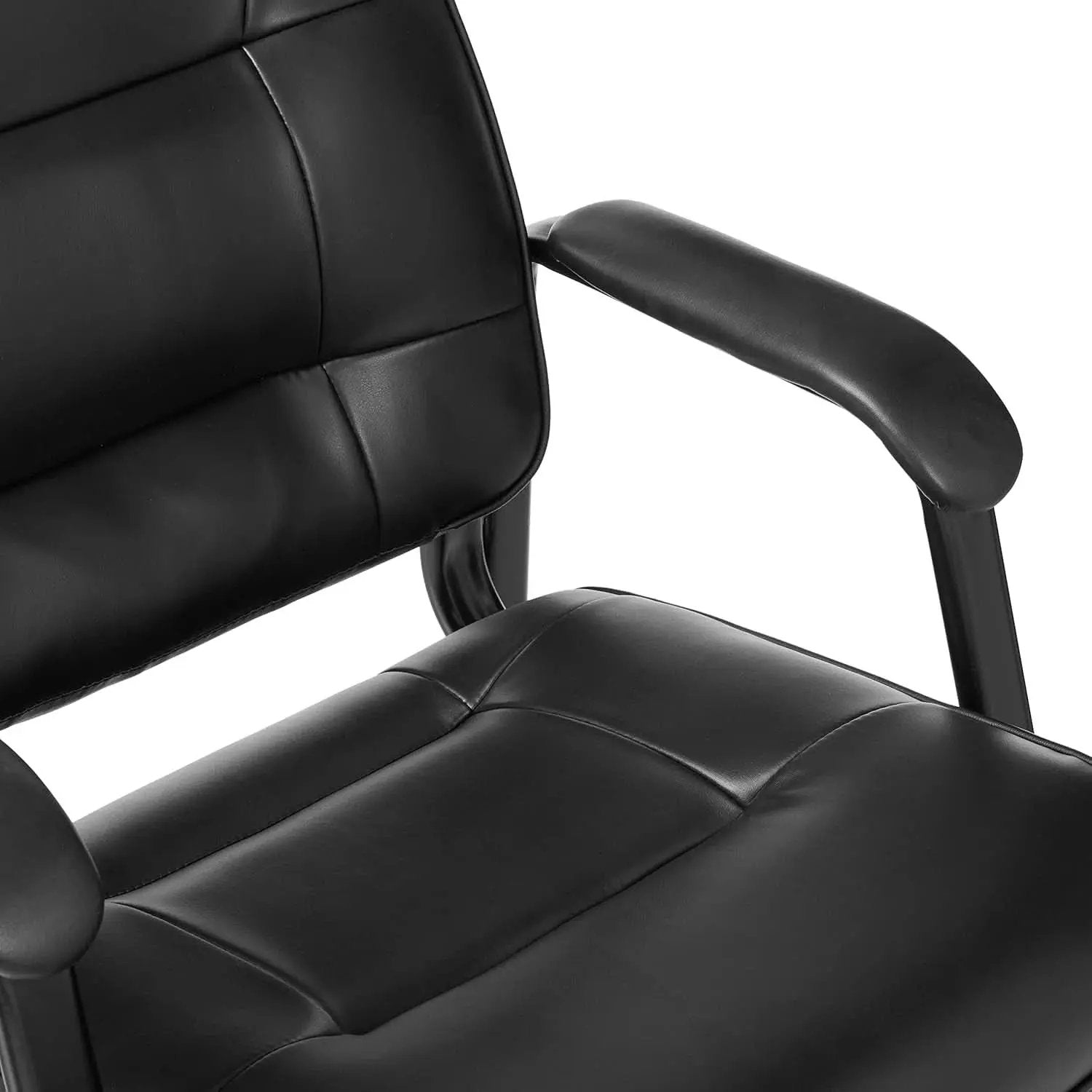 Black Faux Leather Office Guest Chair With Metal Frame from PriceLows™