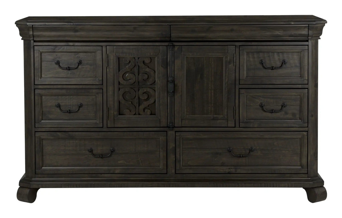 Bellamy Drawer Dresser With Shaped Mirror | Dresser & Mirror | Glass & Veneer | Peppercorn