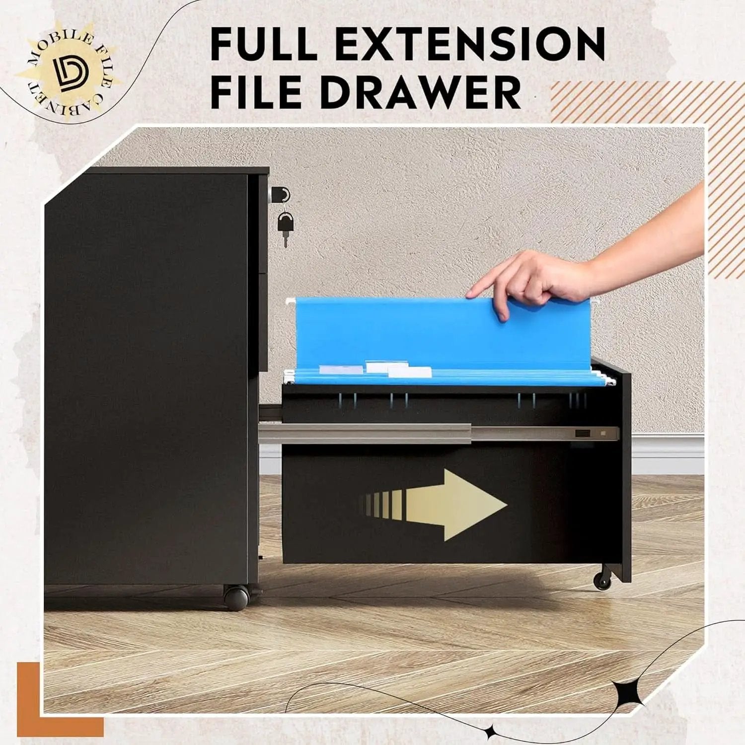 3 Drawer Locking Pedestal File Cabinet For Office Use Lockable Metal Filing Cabinet With Secure Drawers from PriceLows™