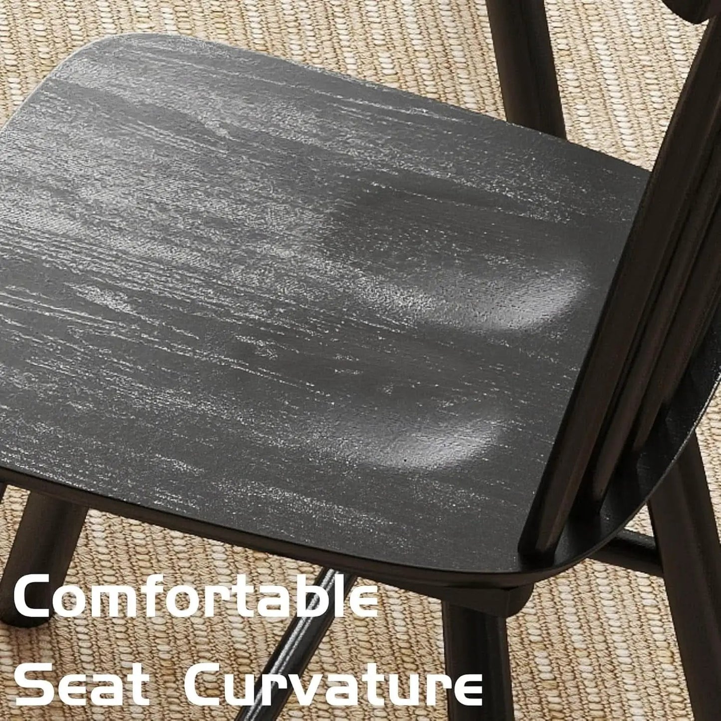 Windsor Spindle Back Dining Chair Armless Black Wood from PriceLows™