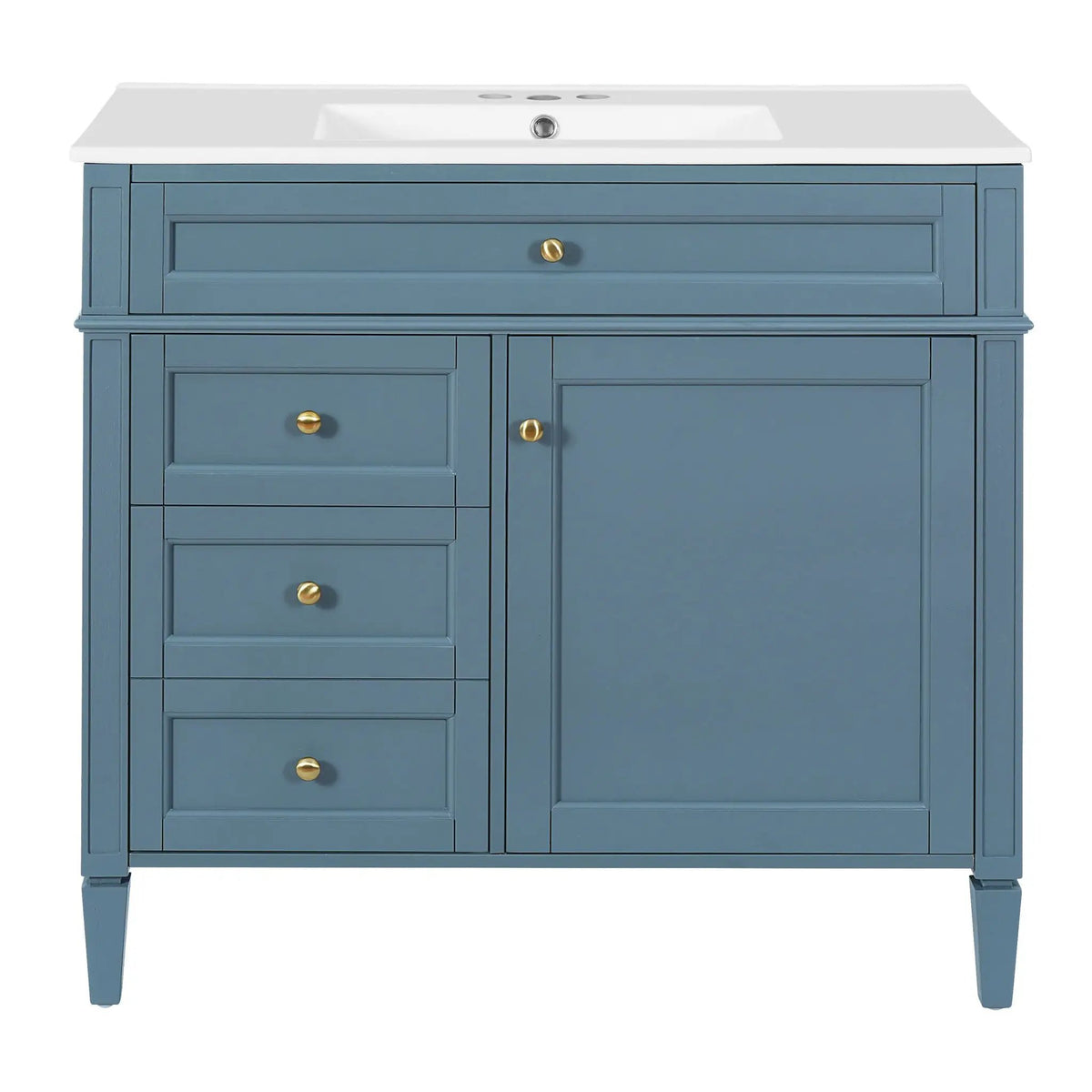 36 Inch Bathroom Vanity With Top Sink | 3 Drawers | Metal Drawer Slides | Ceramic Sink