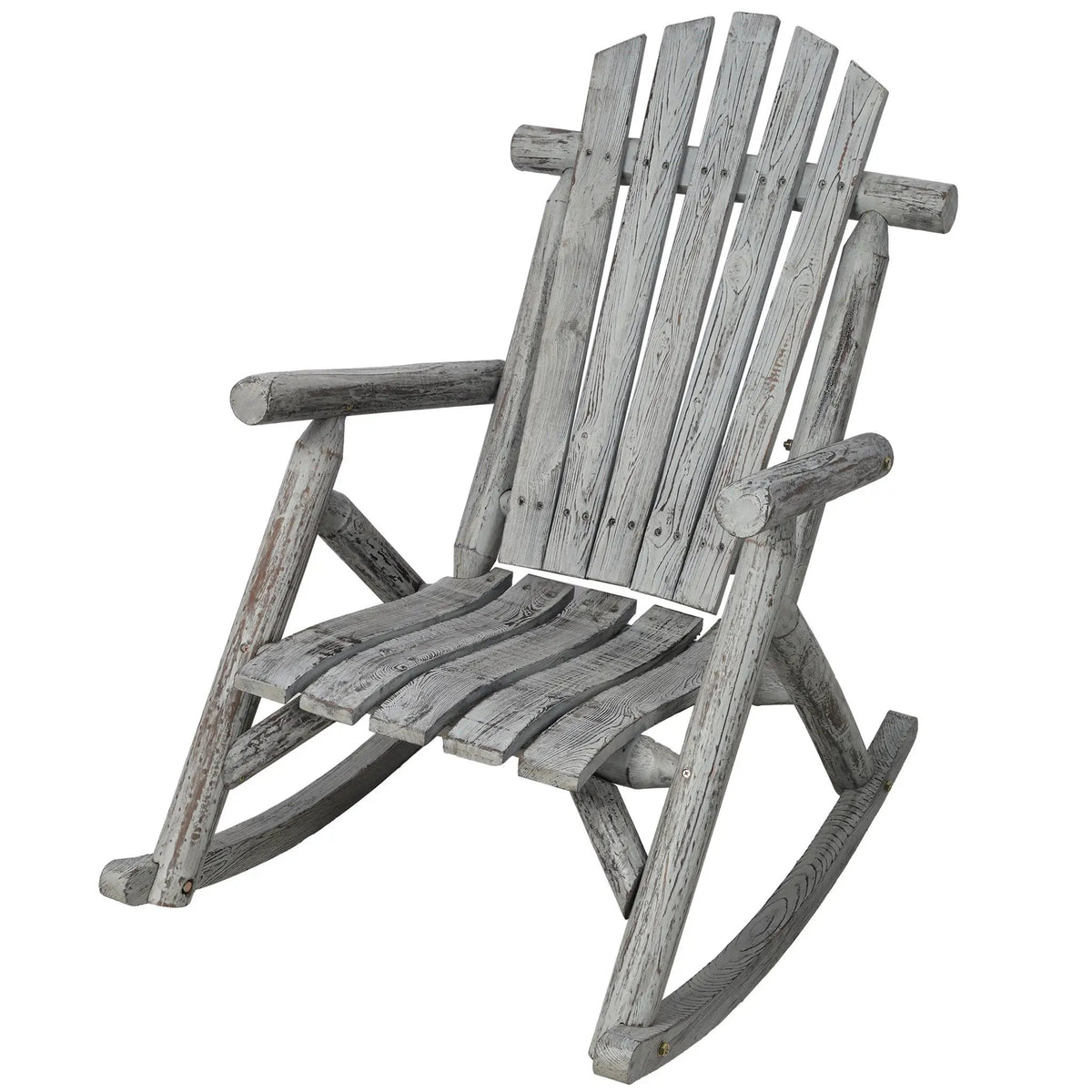 Wooden Porch Rocker | Fir Log Rocking Chair | Ergonomic Design | Indoor Outdoor Use